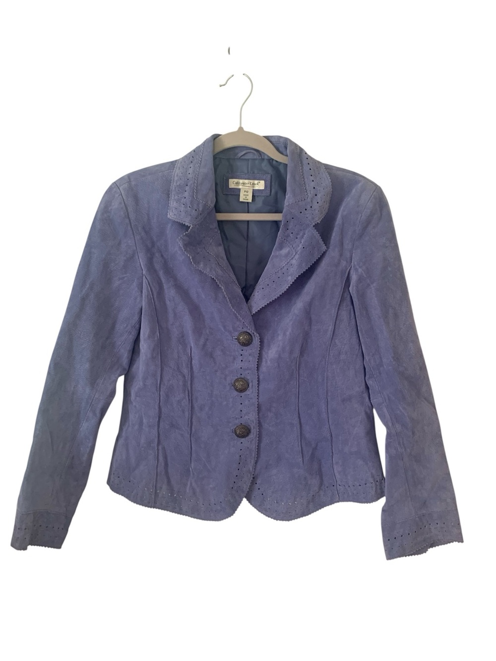Coldwater Creek Periwinkle Blue
Suede Leather Blazer Perforated Jacket P12